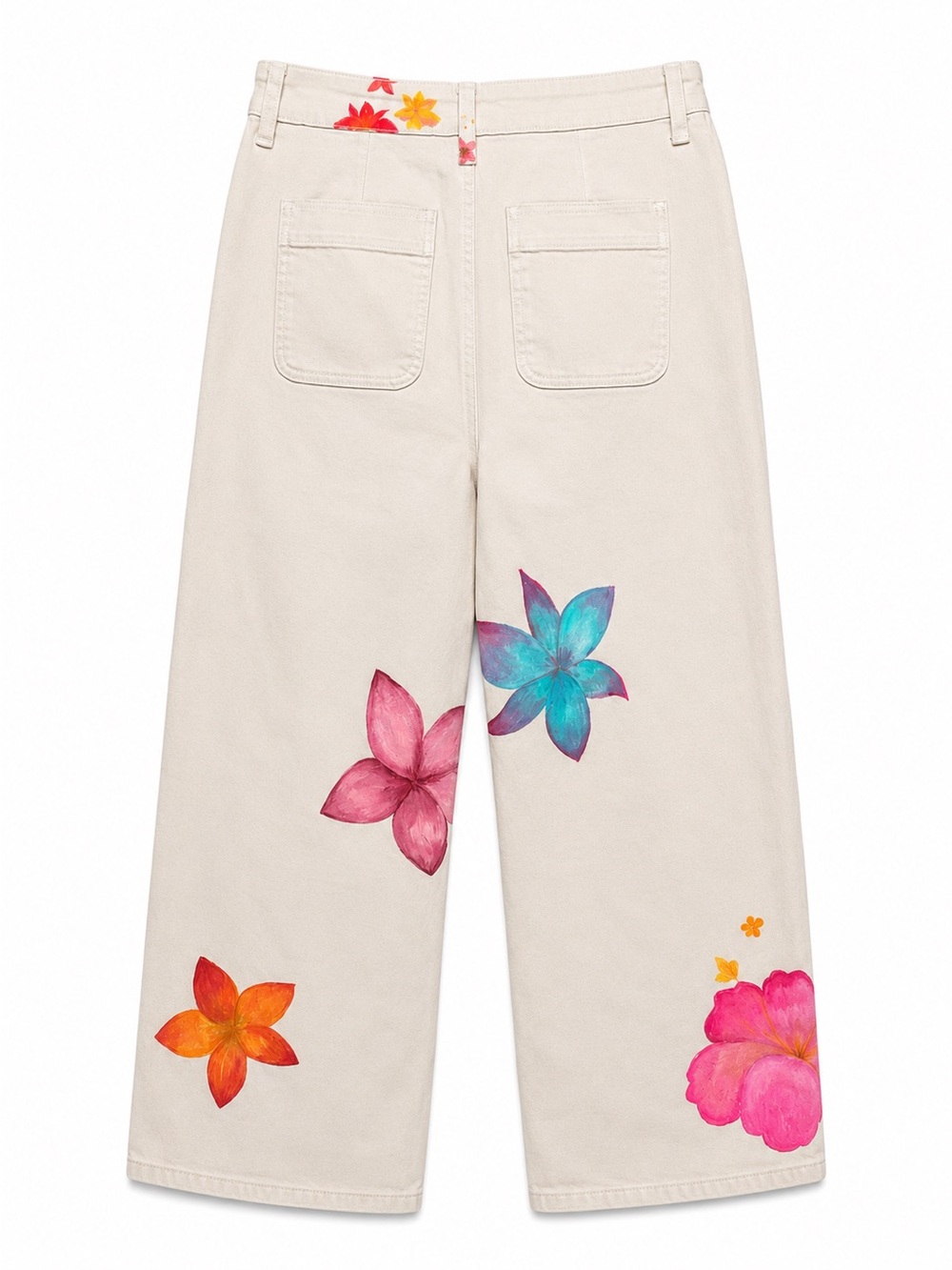 Free Assembly Hand-Painted Floral Wide Leg Jeans Size 6 - Picture 6 of 9